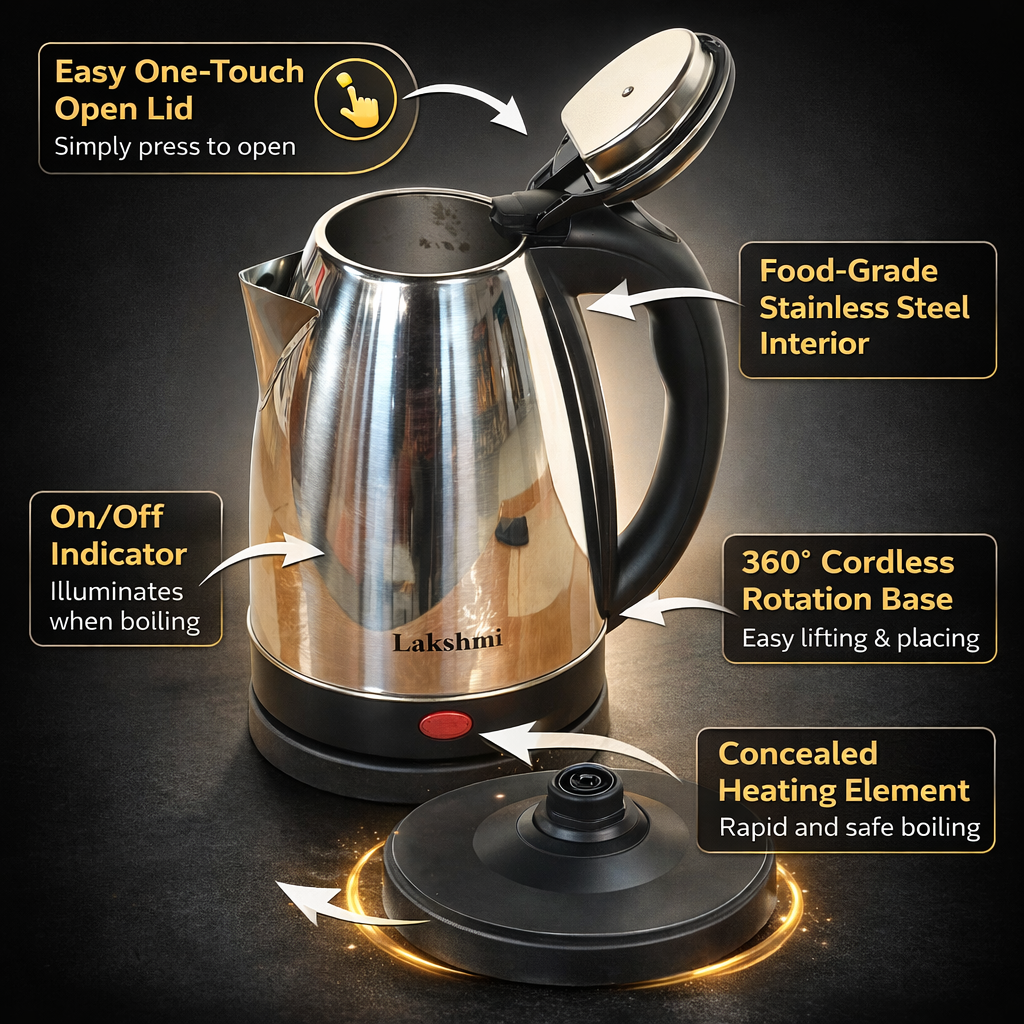 LAKSHMI Rapid Electric Kettle 1.8L | 1500 Watts