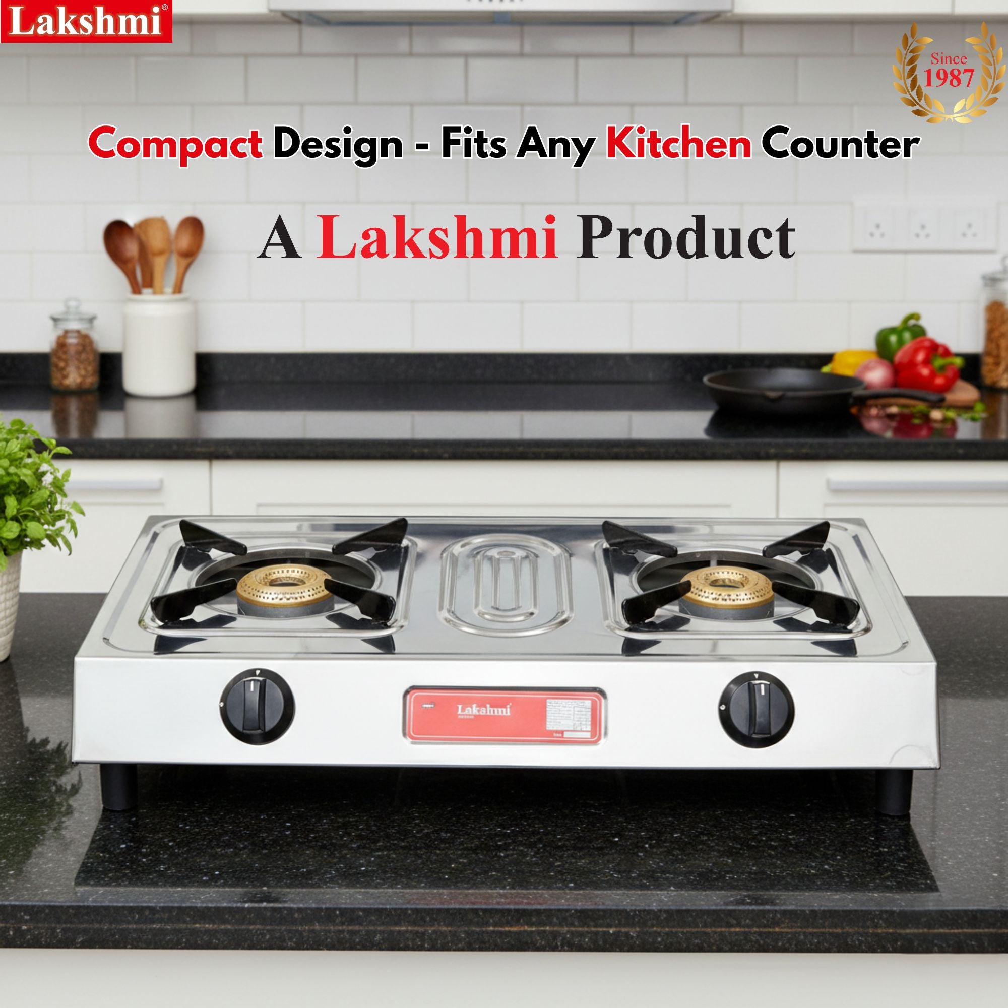 Lakshmi2-Burner Gas Stove Stainless Steel