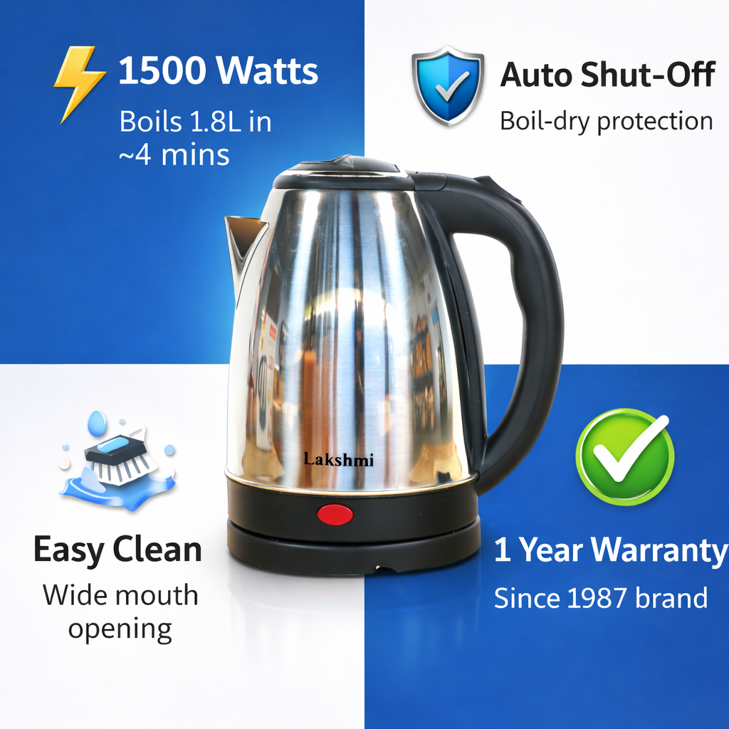 LAKSHMI Rapid Electric Kettle 1.8L | 1500 Watts