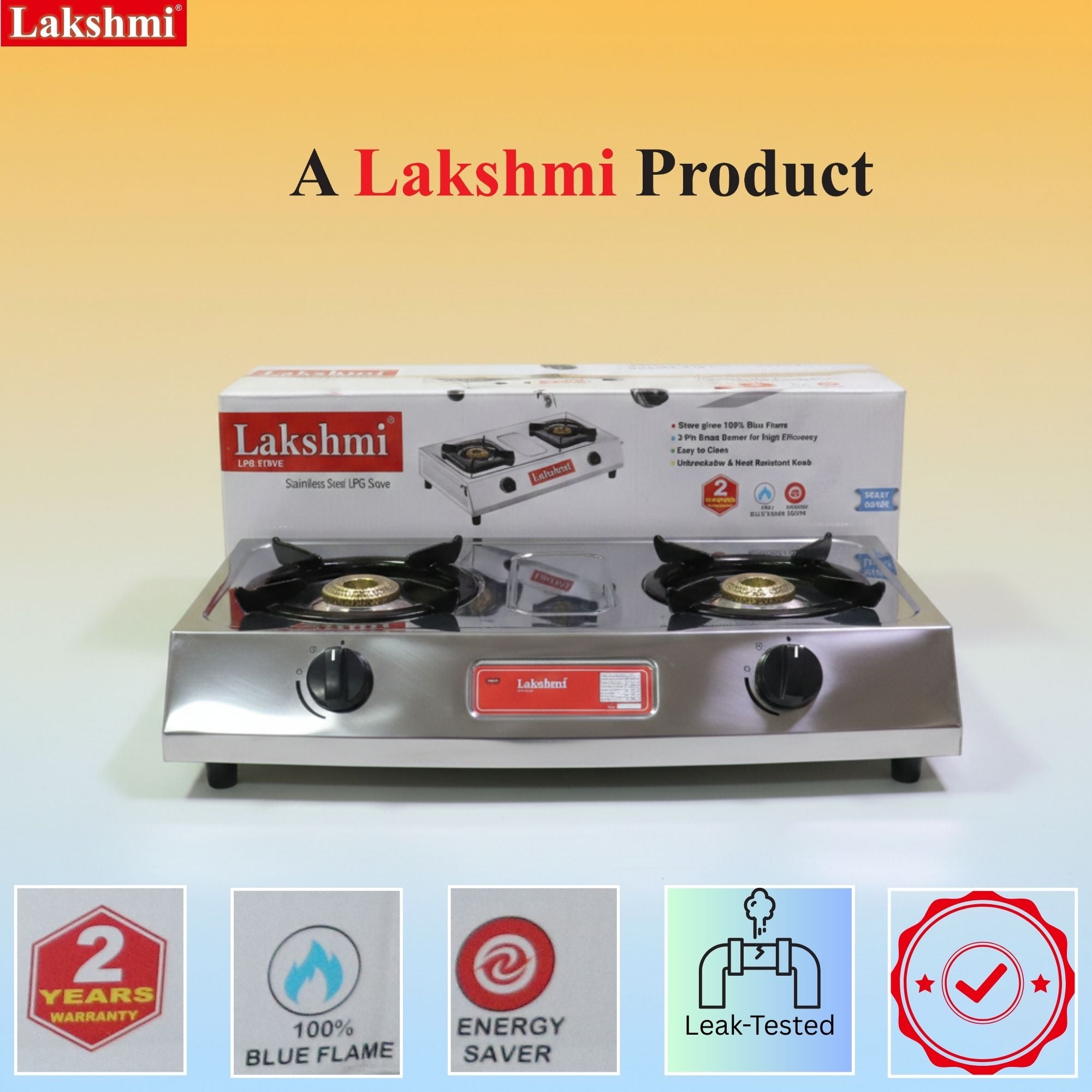 Lakshmi2-Burner Gas Stove Stainless Steel