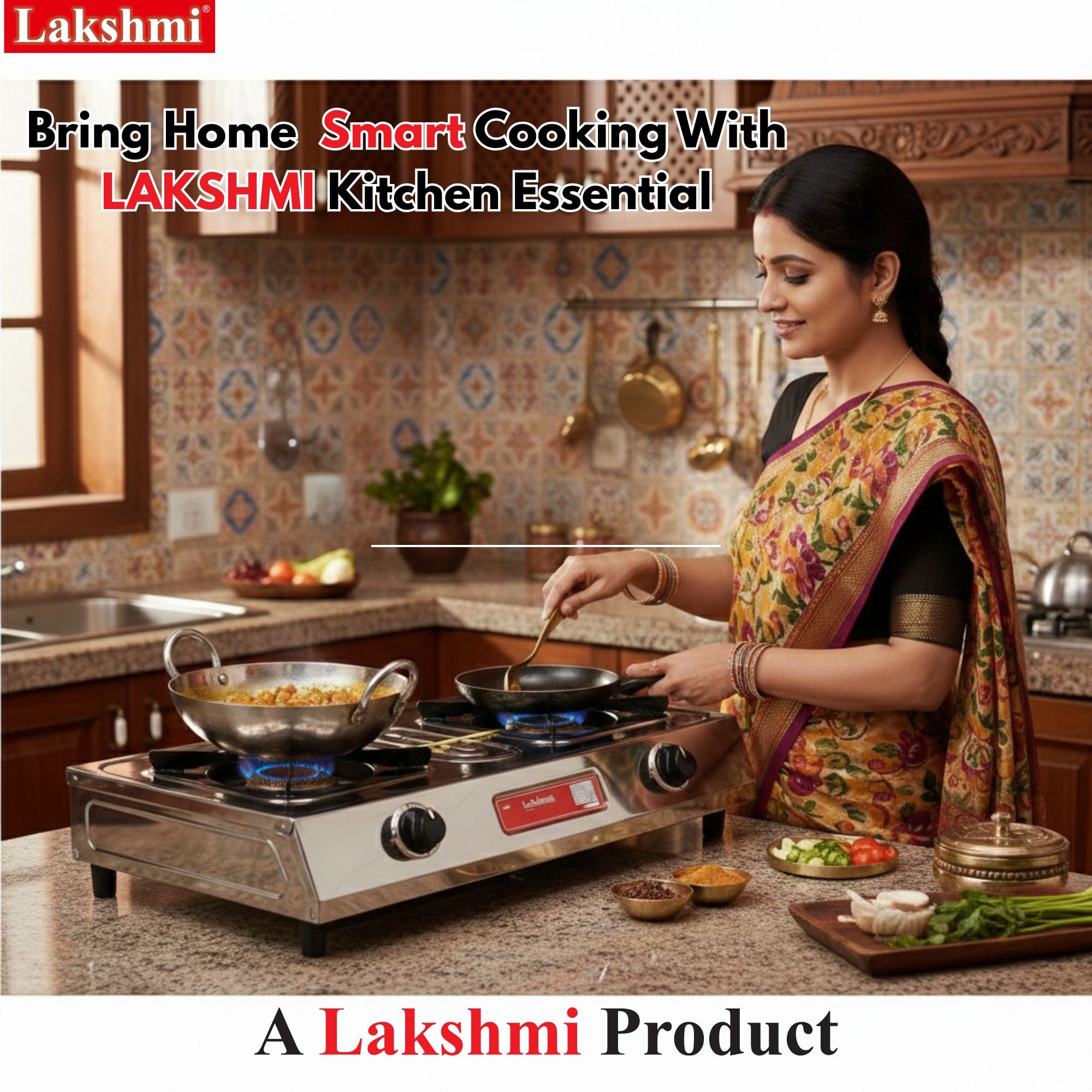 Lakshmi2-Burner Gas Stove Stainless Steel