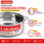 LAKSHMI Steam Insulated Stainless Steel Gift Set Casseroles| Easy to Carry Hot Boxes for Kitchen | Hot Food, Easy to Store| Silver| Set of 3 (1000,1500,2500ml)