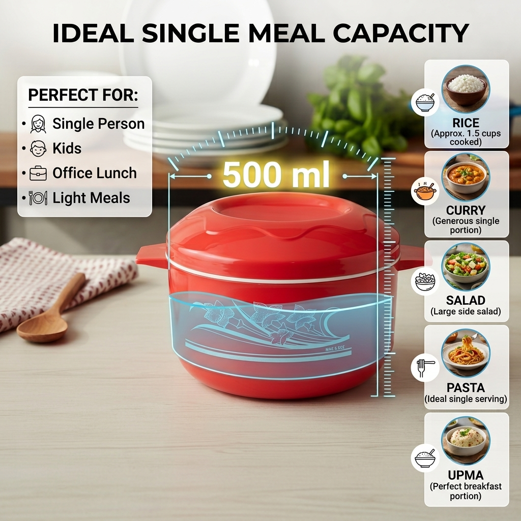 Laxmi Insulated Hot Pot Casserole | Stainless Steel Inner| 500ml