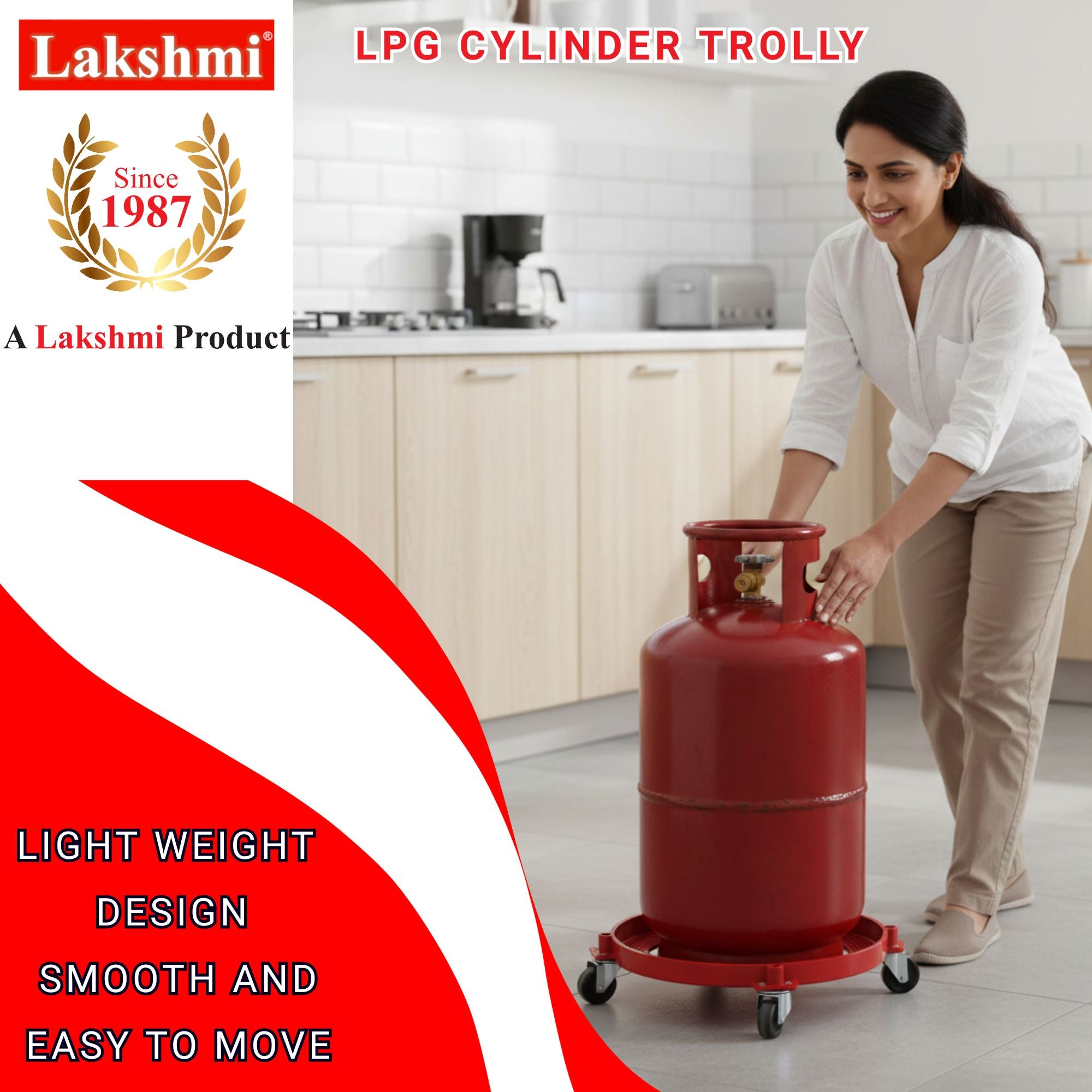 Kitchen utility gas cylinder trolley