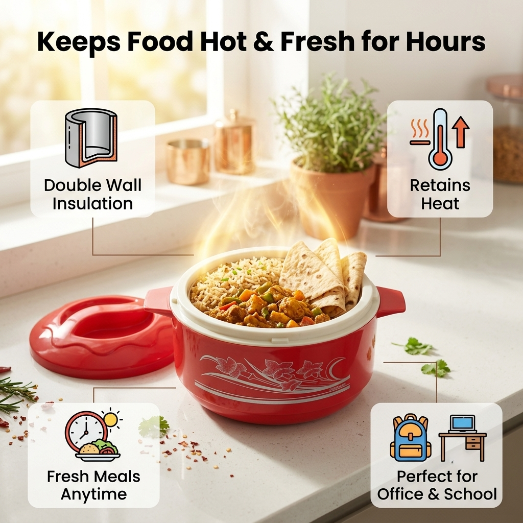 Laxmi Insulated Hot Pot Casserole | Stainless Steel Inner| 500ml