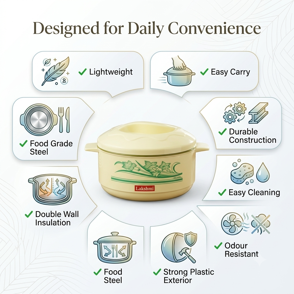 Laxmi Insulated Hot Pot Casserole | Stainless Steel Inner| 500ml