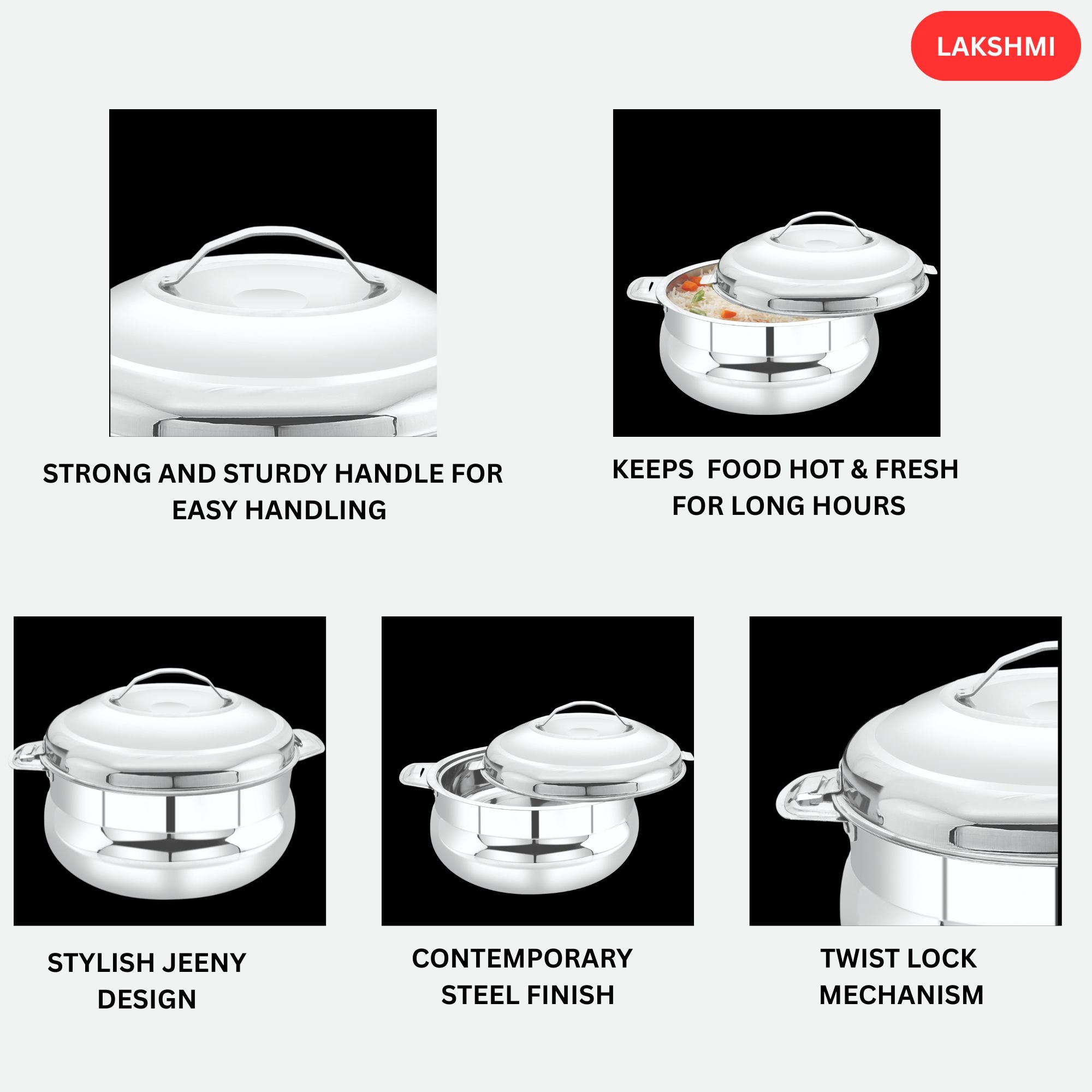 Lakshmi Insulated Steel Hot Pot Double Wall - Geenie