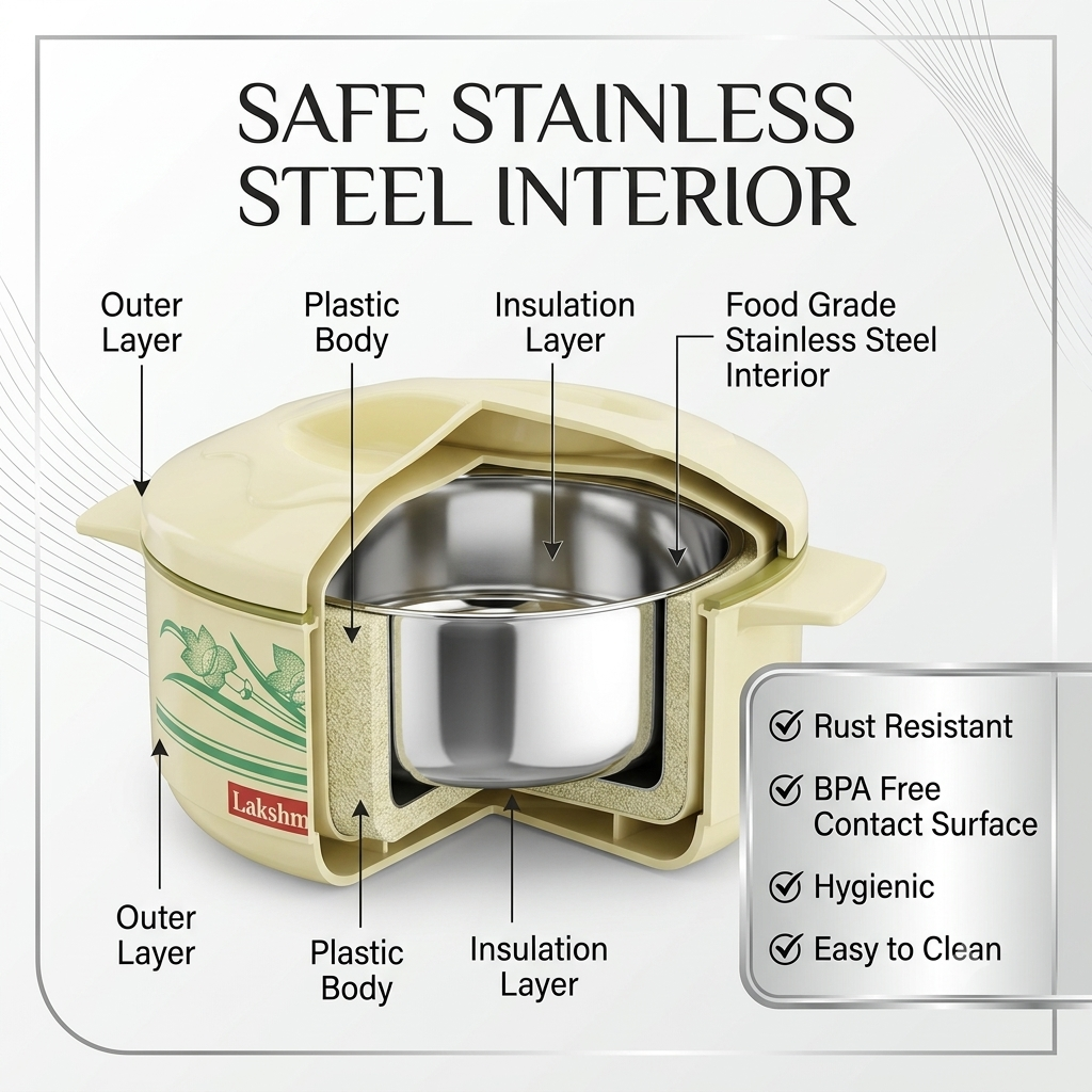 Laxmi Insulated Hot Pot Casserole | Stainless Steel Inner| 500ml