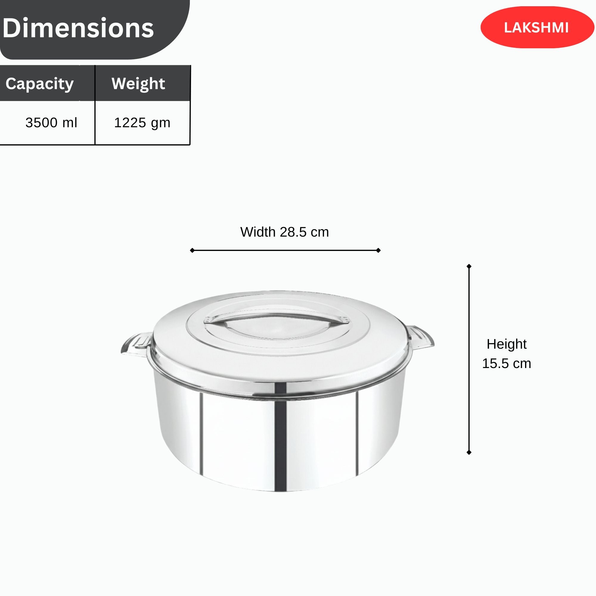 Lakshmi Insulated Steel Hot Pot Double Wall - Standard