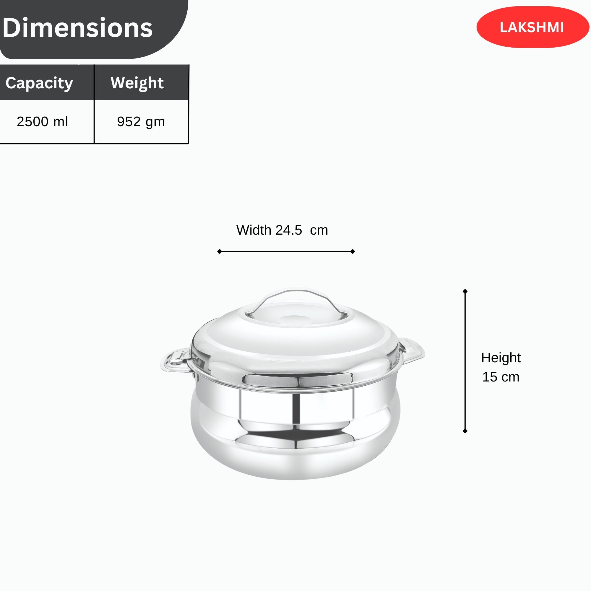 Lakshmi Insulated Steel Hot Pot Double Wall - Geenie
